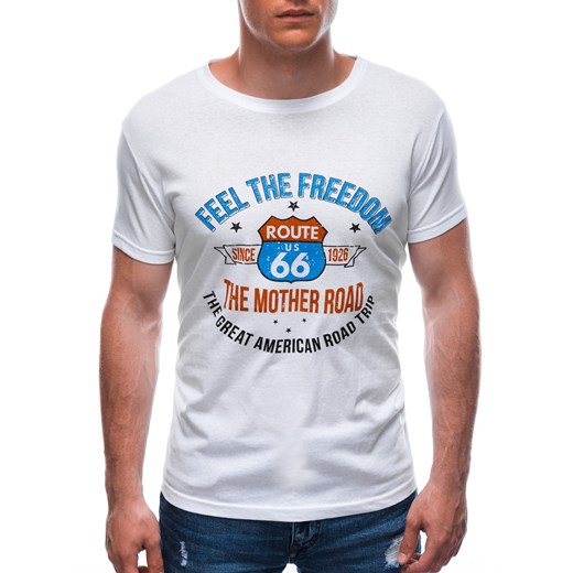 T-shirt męski z nadrukiem 1706S - biały Edoti.com XXL Edoti