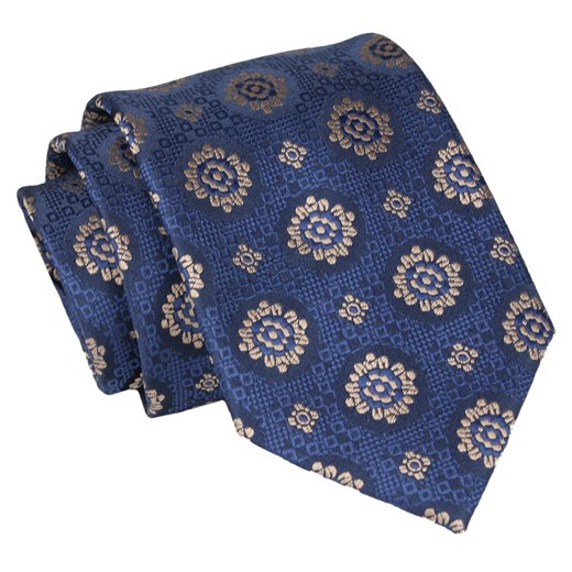 Krawat - ALTIES - Duże Grochy, Granatowy KRALTS0814 ze sklepu JegoSzafa.pl w kategorii Krawaty - zdjęcie 147976224