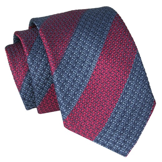 Krawat - ALTIES - Granat, Czerwień, Pasy KRALTS0801 ze sklepu JegoSzafa.pl w kategorii Krawaty - zdjęcie 147976230