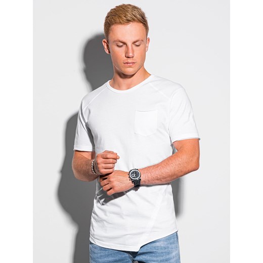 T-shirt męski bawełniany S1384 - biały XL okazja ombre