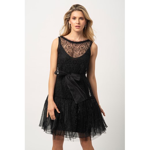 Czarna sukienka z gipiury bez rękawów Lidia Kalita L Lidia Kalita