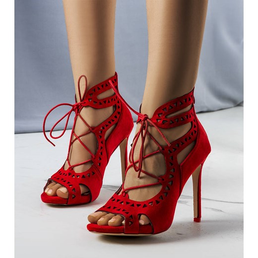 Czerwone sandały na szpilce Ravil 37 gemre