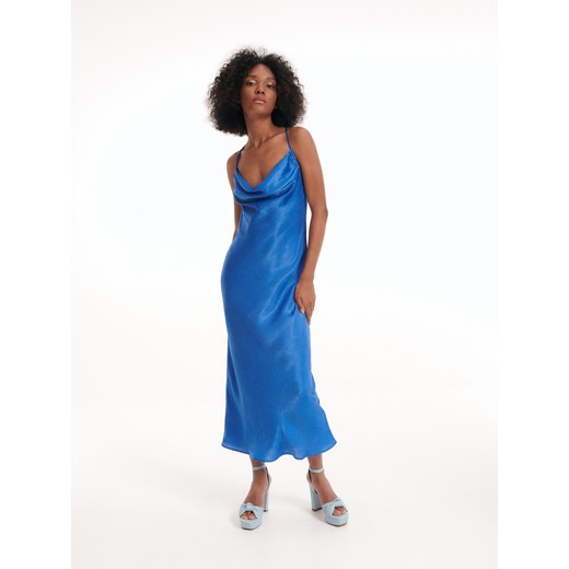 Reserved - Satynowa sukienka - Niebieski Reserved 34 okazja Reserved