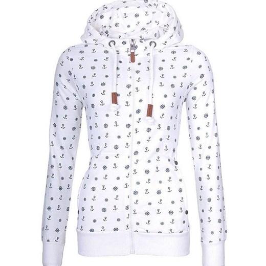 Rozpinana bluza damska z motywem marynarskim - Biały / S Bombardina.pl L Bombardina promocja