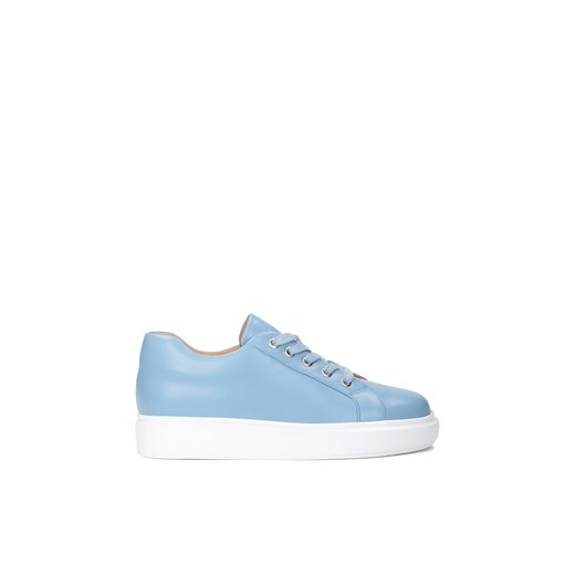 Błękitne skórzane sneakersy damskie na białej podeszwie Kazar 37 promocja Kazar