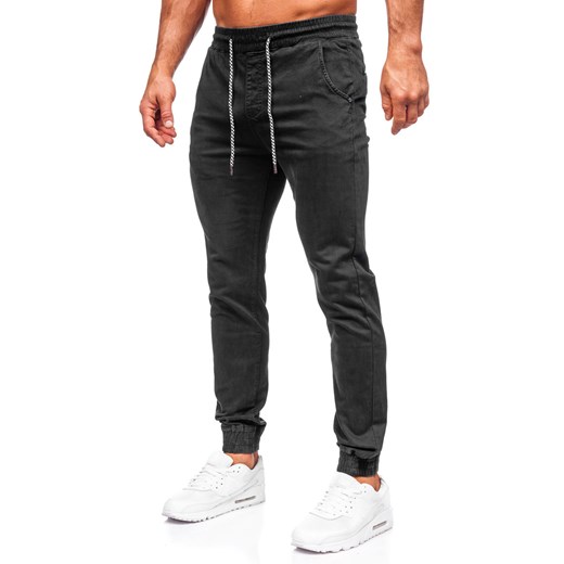 Czarne spodnie materiałowe joggery męskie Denley KA6792 30/S okazja Denley