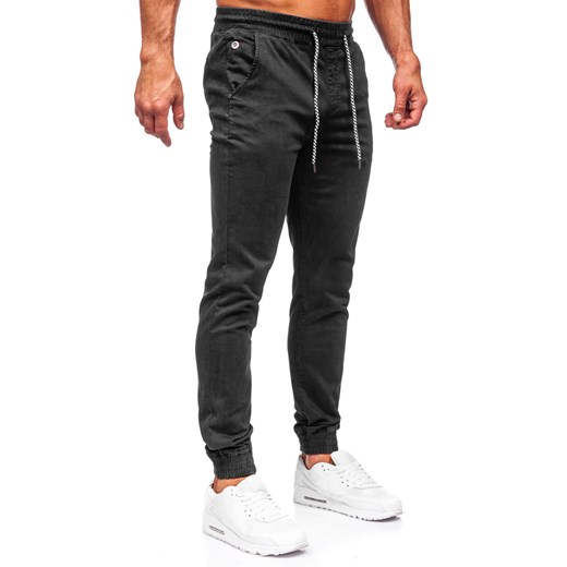 Czarne spodnie materiałowe joggery męskie Denley KA6792 35/XL okazyjna cena Denley