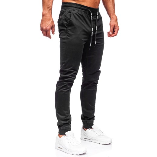 Czarne spodnie materiałowe joggery męskie Denley KA6078 31/M promocja Denley