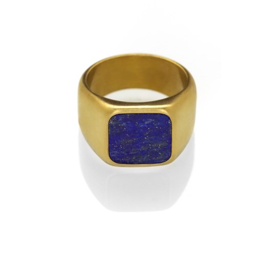 Sygnet z lapis lazuli dla mężczyzn - Złoto Trimakasi ze sklepu Trimakasi.pl w kategorii Sygnety - zdjęcie 148130440