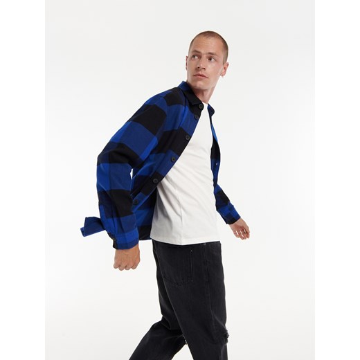 Reserved - Koszula relaxed fit w kratę - Niebieski Reserved S okazyjna cena Reserved