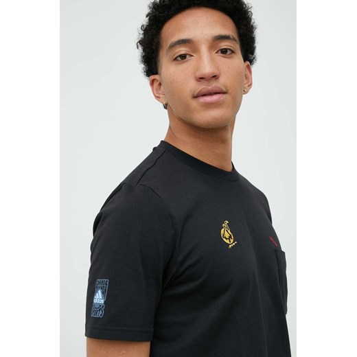 Adidas t-shirt bawełniany kolor czarny z aplikacją XL ANSWEAR.com