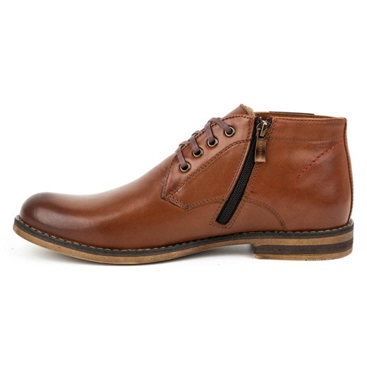 Buty zimowe męskie skórzane sznurowane