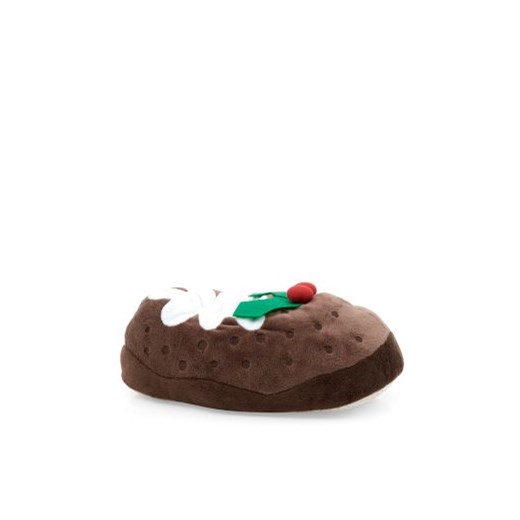 Brown Soft Christmas Pudding Slippers  newlook szary 