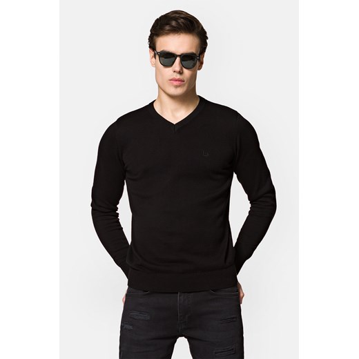 Sweter Czarny Bawełniany w Serek Jordi ze sklepu Lancerto S.A. w kategorii Swetry męskie - zdjęcie 148162614