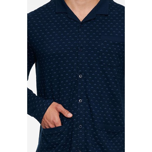 Ted bawełniana piżama męska z długim rękawem 40044-59X, Kolor granatowy-wzór, Henderson L promocyjna cena Intymna