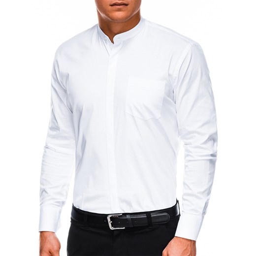 Koszula męska elegancka z długim rękawem BASIC K307 - biała S wyprzedaż ombre