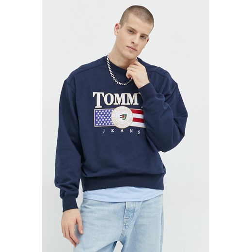 Tommy Jeans bluza bawełniana męska kolor granatowy z aplikacją ze sklepu ANSWEAR.com w kategorii Bluzy męskie - zdjęcie 148197072