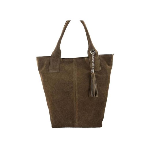 Shopper bag - torebka damska zamszowa - Beżowa ciemna Merg one size merg.pl