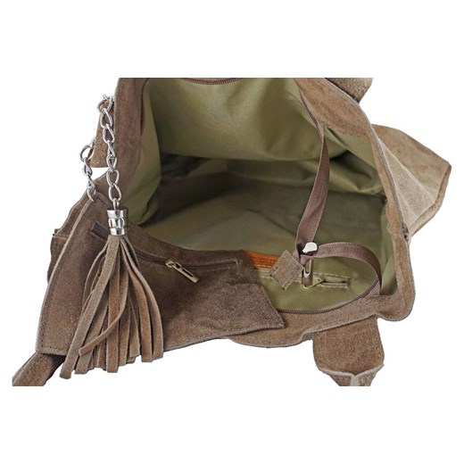 Shopper bag - torebka damska zamszowa - Beżowa ciemna Merg one size merg.pl
