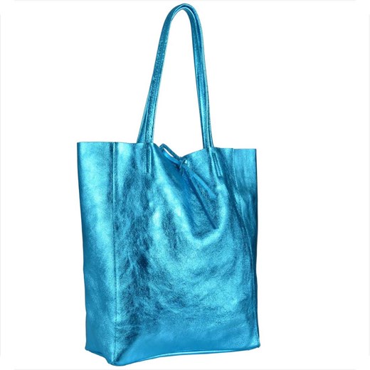 Torebka skórzana lekka shopper niebieski turkus ze sklepu melon.pl w kategorii Torby Shopper bag - zdjęcie 148231762