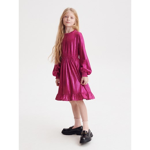 Reserved - Sukienka z długim rękawem - Różowy Reserved 122 (6-7 lat) Reserved