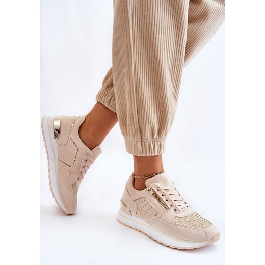 PG1 Damskie Buty Sportowe Z Ozdobnym Zamkiem Kremowe Adrea wielokolorowe 38 ButyModne.pl