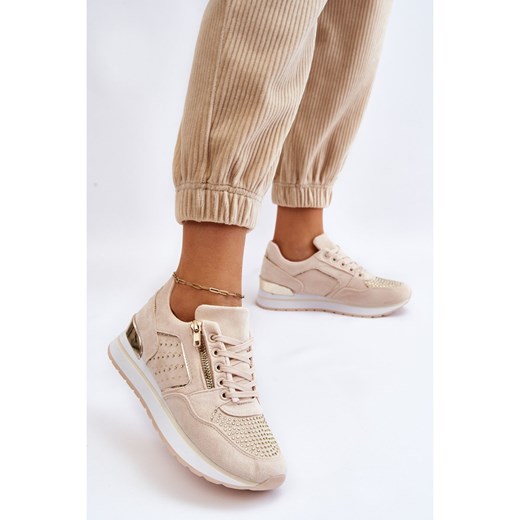 PG1 Damskie Buty Sportowe Z Ozdobnym Zamkiem Kremowe Adrea wielokolorowe 39 ButyModne.pl