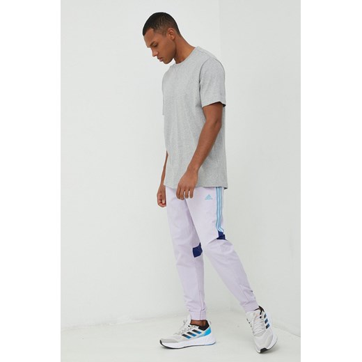 Adidas t-shirt bawełniany kolor szary melanżowy XXL ANSWEAR.com