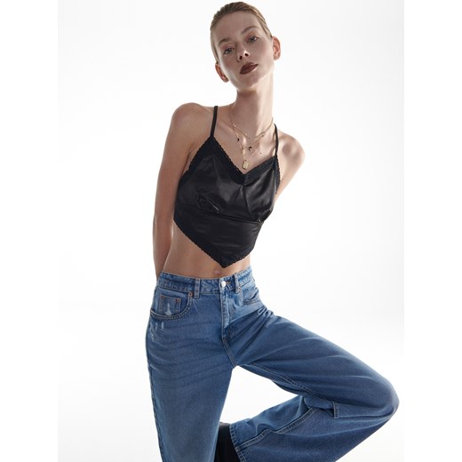 Reserved - Crop top z koronką - Czarny Reserved M Reserved