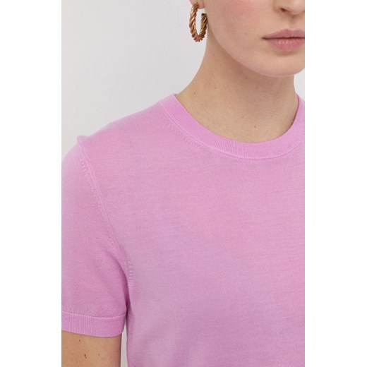 BOSS sweter wełniany damski kolor różowy L ANSWEAR.com