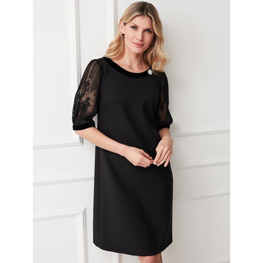 Czarna sukienka z bufiastymi rękawami Potis & Verso Galla Potis & Verso 36 Eye For Fashion