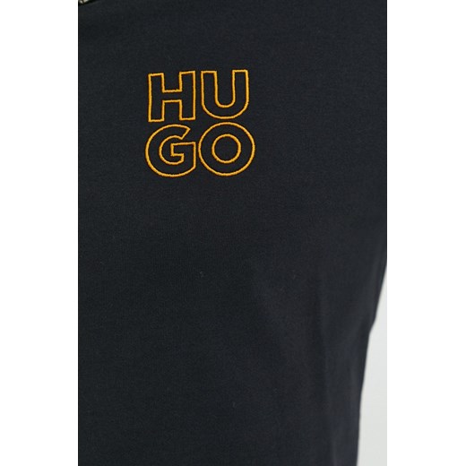 HUGO t-shirt bawełniany kolor czarny z aplikacją XL ANSWEAR.com