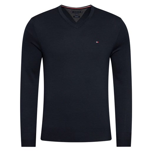 SWETER TOMMY HILFIGER MW0MW04979 403 SKY CAPTAIN V-NECK GRANATOWY Tommy Hilfiger XXL okazyjna cena Milgros.pl