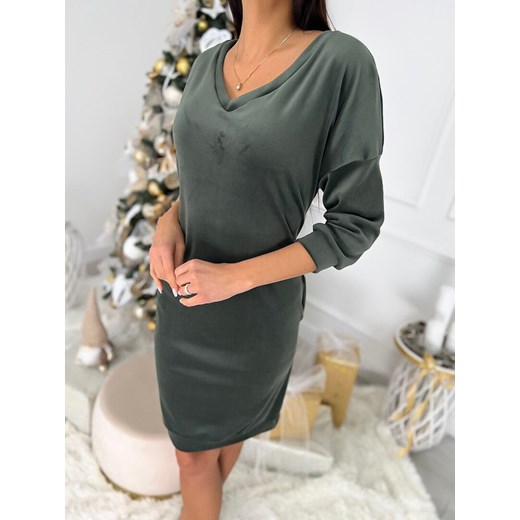 Khaki Welurowa Sukienka Modnakiecka.pl 42 ModnaKiecka.pl