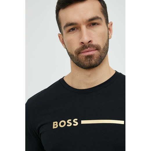 BOSS t-shirt bawełniany kolor czarny z nadrukiem L ANSWEAR.com