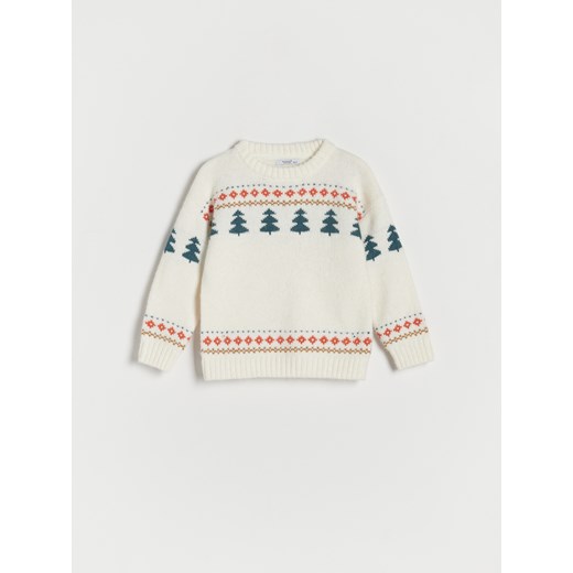 Reserved - Sweter ze świątecznym motywem - Kremowy Reserved 5-2 lata) Reserved