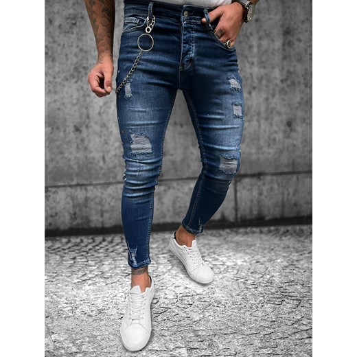 Spodnie jeansowe męskie niebieskie OZONEE O/271SP ze sklepu ozonee.pl w kategorii Jeansy męskie - zdjęcie 148390121