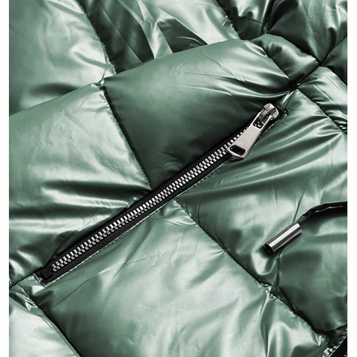 Kurtka damska Goodlookin.pl zielona poliestrowa długa z kapturem 