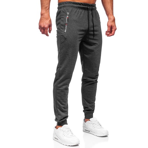 Grafitowe spodnie męskie joggery dresowe Denley JX5003 2XL okazyjna cena Denley