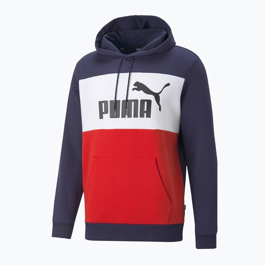Bluza z kapturem męska PUMA Ess+ Colorblock granatowo-czerwona Puma S wyprzedaż sportano.pl