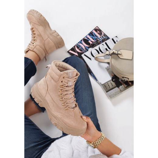 Beżowe sneakersy wysokie Onisa ze sklepu Zapatos w kategorii Workery damskie - zdjęcie 148524603
