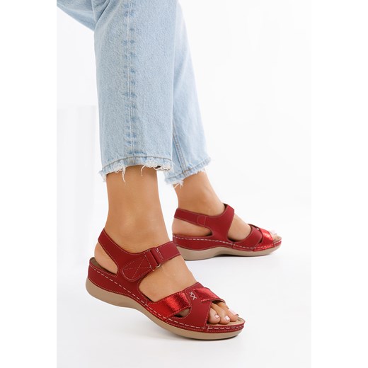 Sandały damskie Zapatos płaskie czerwone 