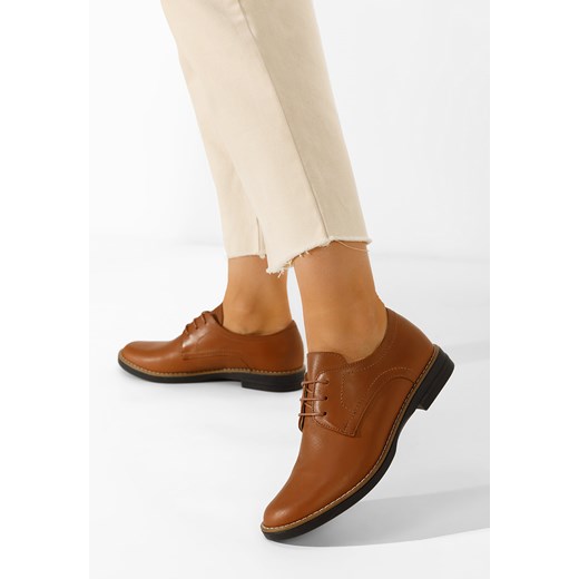 Camelowe oxfordy damskie skórzane Otivera Zapatos 40 okazja Zapatos