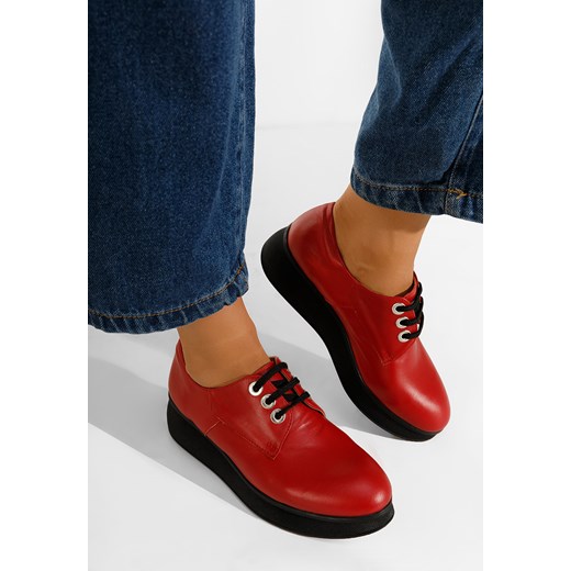 Czerwone oxfordy damskie skórzane Higueras V2 Zapatos 38 wyprzedaż Zapatos