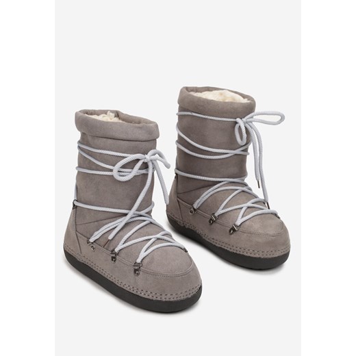 Szare Śniegowce Ocieplane Geki Renee 37 wyprzedaż renee.pl