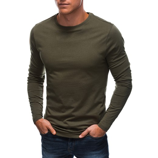 Longsleeve męski bez nadruku EM-LSBL-0103 - oliwkowy ze sklepu Edoti w kategorii T-shirty męskie - zdjęcie 148566521