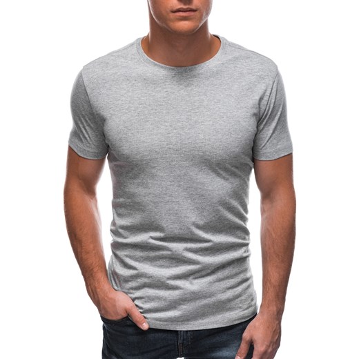 T-shirt męski basic 1683S - szary/melanżowy Edoti.com XL promocyjna cena Edoti
