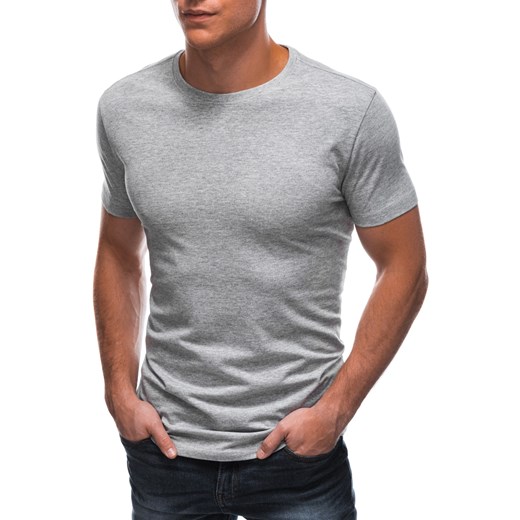 T-shirt męski basic 1683S - szary/melanżowy Edoti.com M Edoti okazja