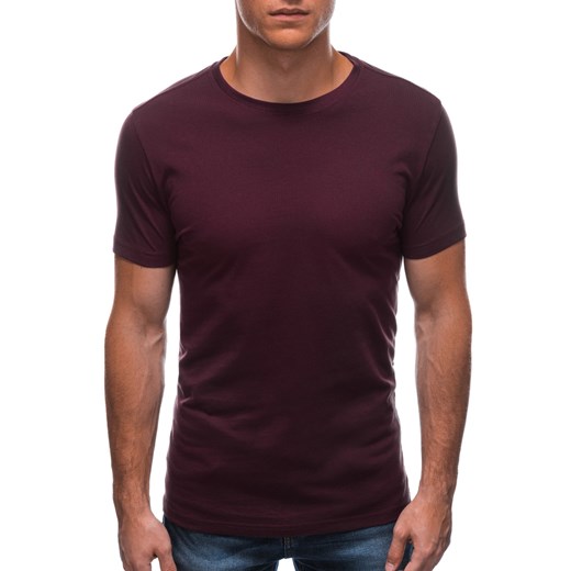 T-shirt męski basic EM-TSBS-0100 - burgundowy ze sklepu Edoti w kategorii T-shirty męskie - zdjęcie 148567360