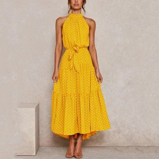 Sukienka Parine.pl z okrągłym dekoltem asymetryczna bez rękawów 